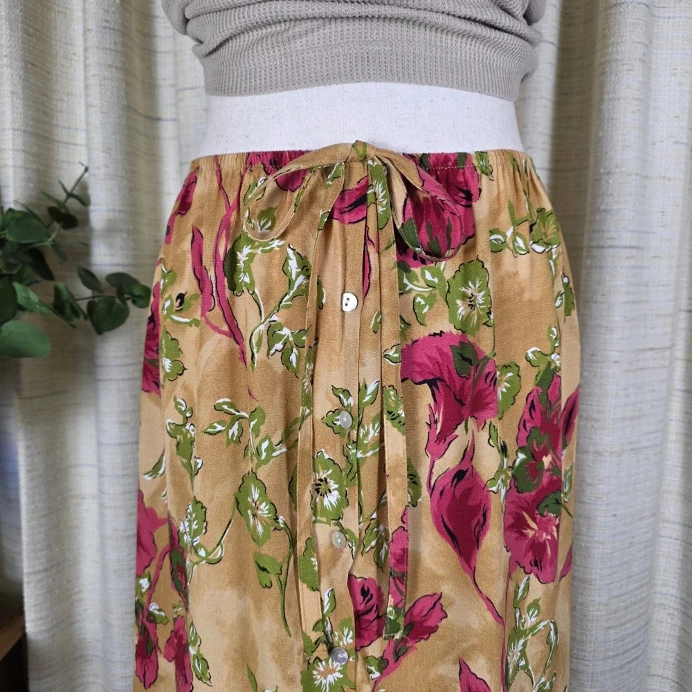 Vintage 90s Slip Skirt Size M‎ Floral Button Front Midi Soft Grunge Fairy Y2K